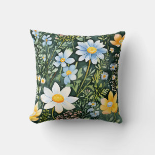 Coussin Motif sans couture Fleurs sauvages d'aquarelle rét