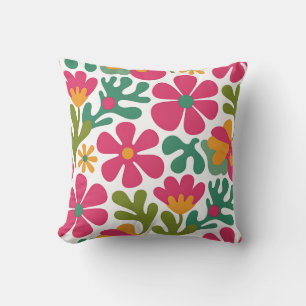 Coussin Motif sans couture floral rétro rose