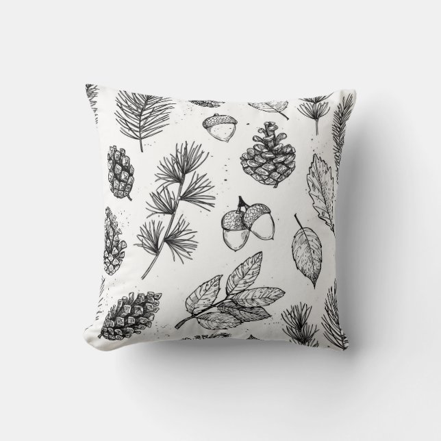 Coussin Motif sans couture. Illustrations vintages dessiné (Recto)