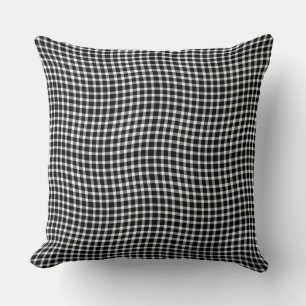 Coussin Motif sans fin à carreaux écossais noir et blanc