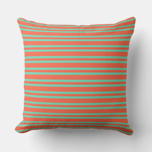Coussin Motif sans fin à rayures aquamarine corail