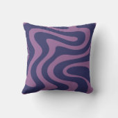 Coussin Motif sans fin de lignes ondulées noires abstraite (Verso)