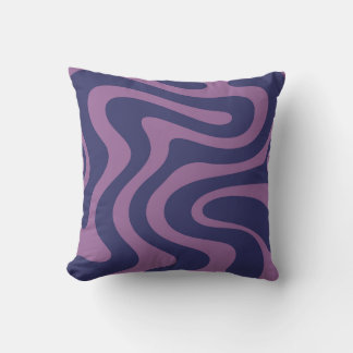 Coussin Motif sans fin de lignes ondulées noires abstraite