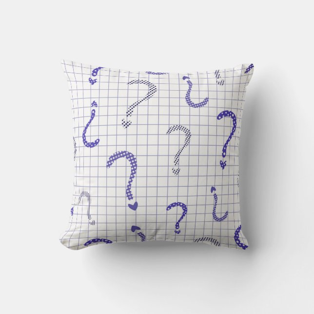 Coussin Motif sans fin point d'interrogation bleu (Recto)