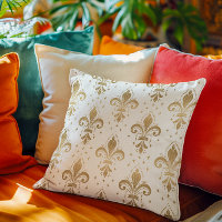 Motif sans soudure à fleur de lis or sur blanc