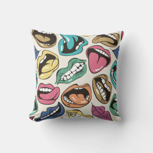 Coussin motif sans soudure avec lèvres colorées avec diff