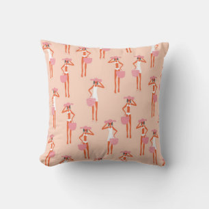 Coussin Motif sans soudure en été. Jeune femme belle