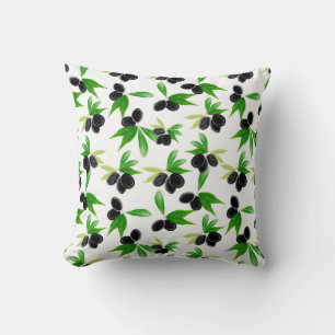Coussin Motif sans soudure Gouache avec branche d'olivier,