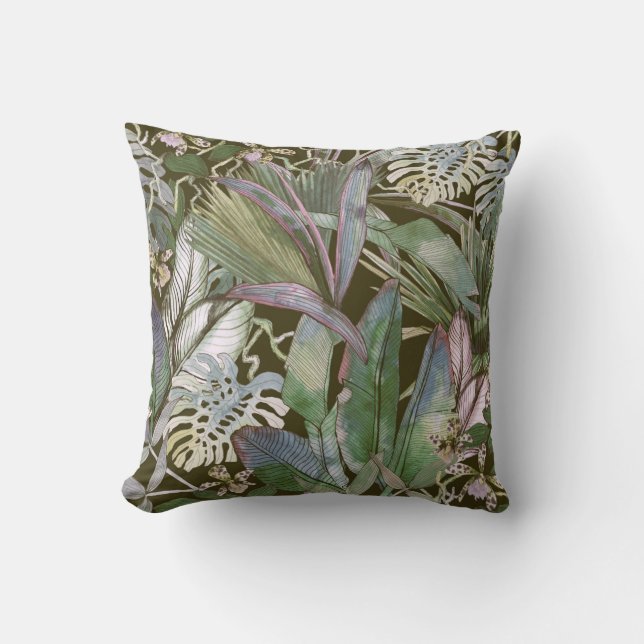 Coussin Motif sans soudure tropicale avec fleurs tropicale (Recto)