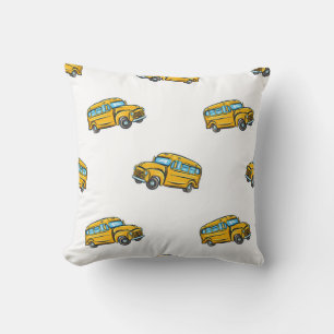 Coussin motif sans soudure vintage avec bus scolaire, bus,