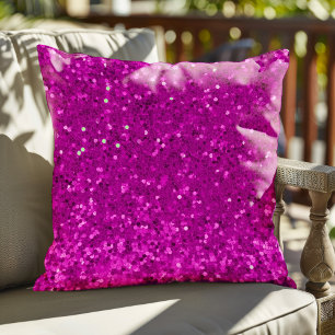 Coussin Motif scintillant faux rose profond