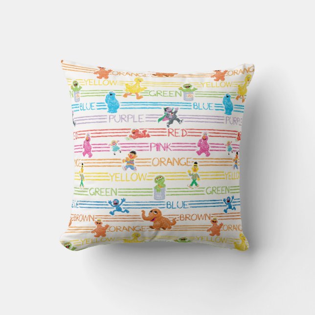 Coussin Motif Sesame Pals couleur arc-en-ciel (Recto)