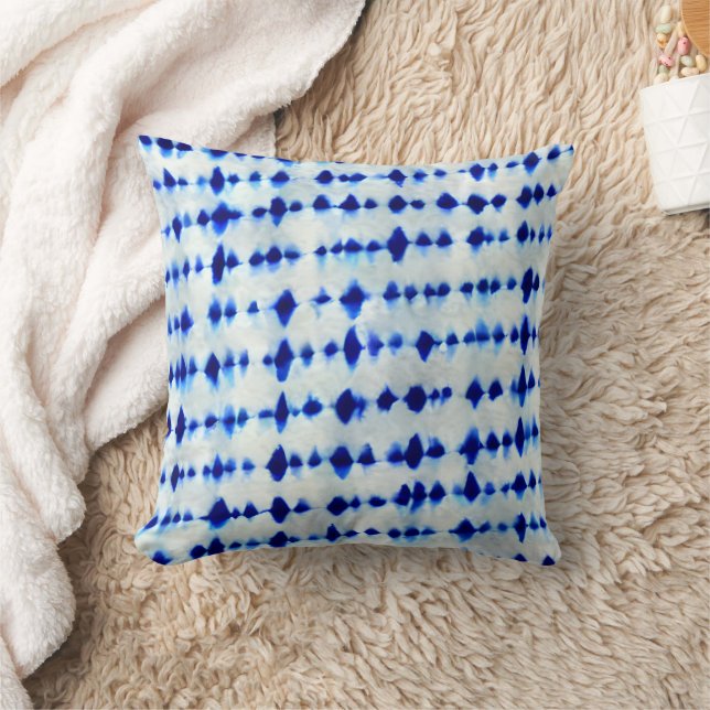 Coussin Motif Shibori Bleu Indigo  (Couverture)