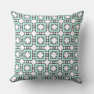 Coussin motif simple classique géométrique turquoise avec