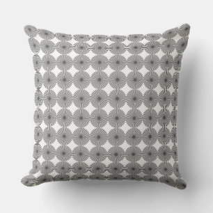Coussin Motif Soleil Levant Gris Argenté & Blanc