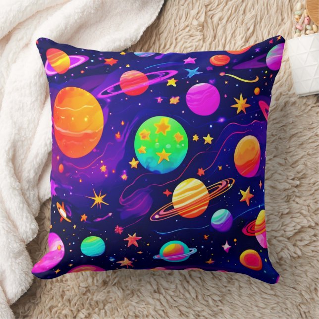 Coussin Motif spatial coloré (Couverture)