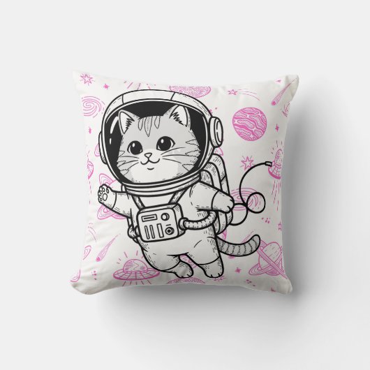 Coussin Motif spatial de chat astronaute mignon personnali (Recto)