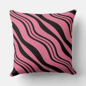 Coussin Motif stylé rose et noir Wavy Lines (Verso)