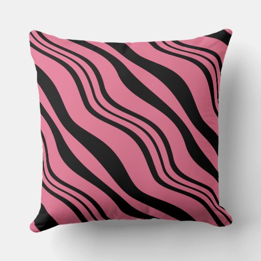 Coussin Motif stylé rose et noir Wavy Lines (Verso)