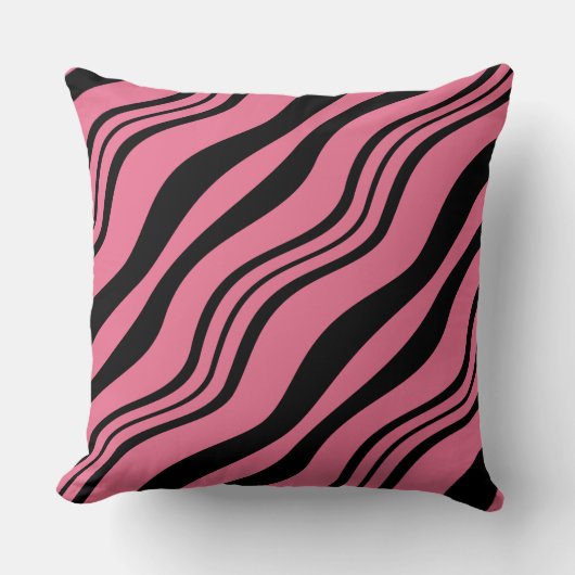 Coussin Motif stylé rose et noir Wavy Lines (Recto)