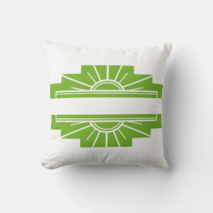 Coussin Motif Sunburst Art Déco en blanc et chaux