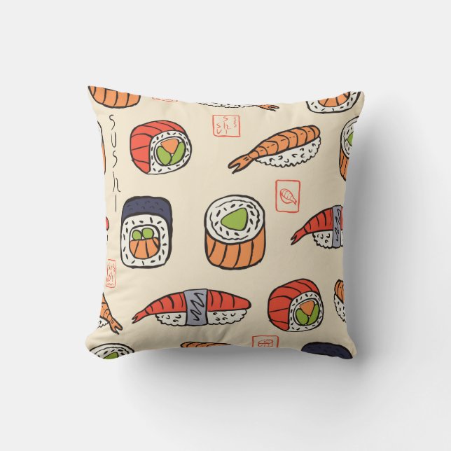 Coussin motif sushi transparent (Recto)