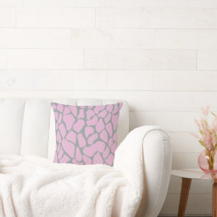 Coussin Motif tacheté de girafe gris rose pastel nordique