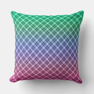 Coussin Motif tartan carreaux à carreaux dégradé rose