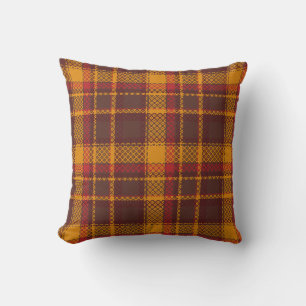 Coussin Motif Tartan Jaune Moutarde et Rouille Cosy