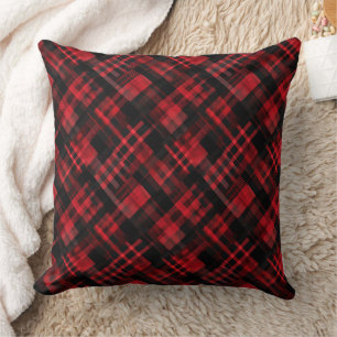 Coussin Motif tartan rouge et noir