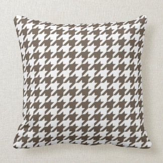 Coussin Motif Taupe et White Houndstooth