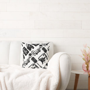 Coussin Motif téléphonique noir rétro