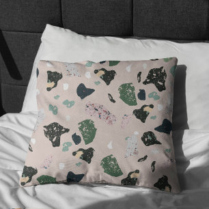 Coussin Motif Terrazzo Vert