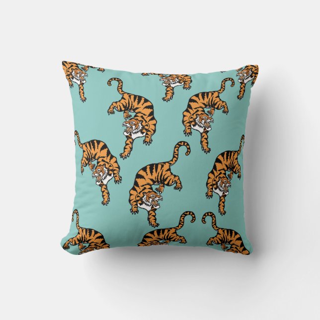 Coussin Motif Tigre d'Asie (Recto)