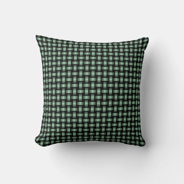 Coussin Motif Tissé Vert Noir (Recto)
