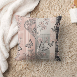 Coussin Motif toile de fond botanique vintage papillon (4)