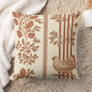 Coussin Motif Toile de Poule de Grange en Terracotta Class