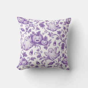 Coussin Motif Toile d'Halloween Violet Fantaisiste Enfants