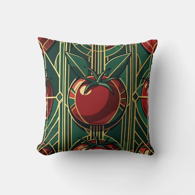 Coussin Motif Tomate Art Déco (Recto)