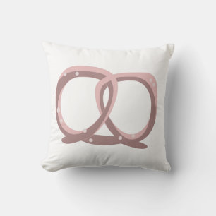 Coussin Motif torsadé de bretzel salé rose 