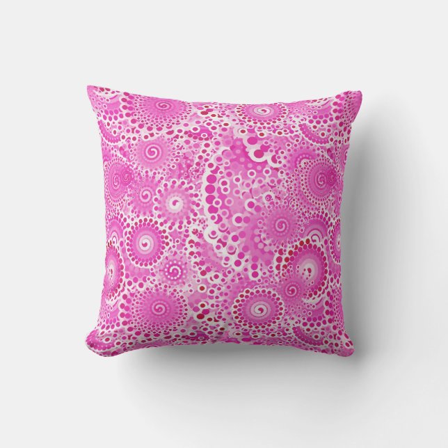 Coussin Motif tourbillon fractal, rose orchidée (Recto)