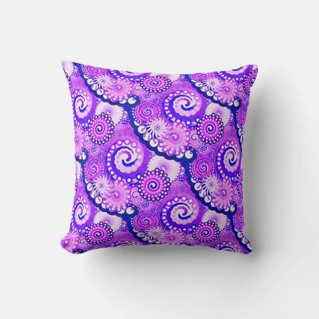 Coussin Motif tourbillon fractal, tons violets (Recto)