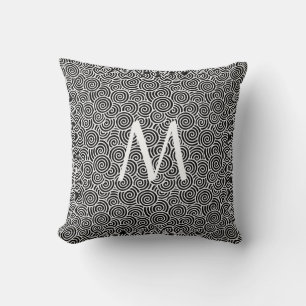 Coussin Motif tourbillon japonais - noir et blanc