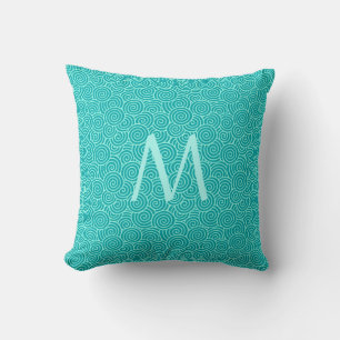 Coussin Motif tourbillon japonais - turquoise et aqua