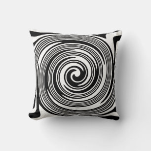 Coussin Motif tourbillon noir et blanc