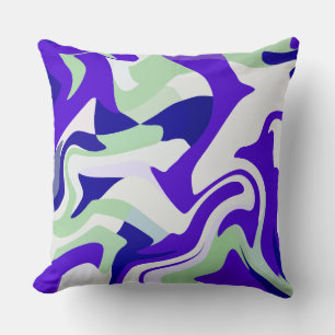 Coussin Motif Tourbillonnant Abstrait dans des Tons Froids