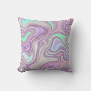 Coussin Motif tourbillonnant en marbre violet pastel