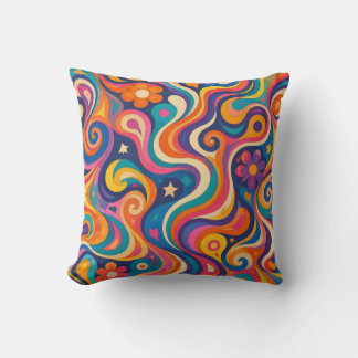 Coussin Motif tourbillonnant psychédélique rétro groovy