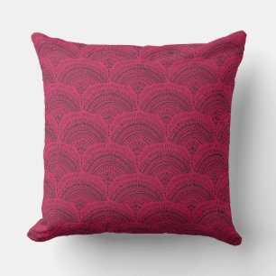 Coussin Motif traditionnel africain noir rose