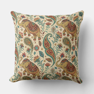 Coussin Motif traditionnel indien à fleurs et paisley à él